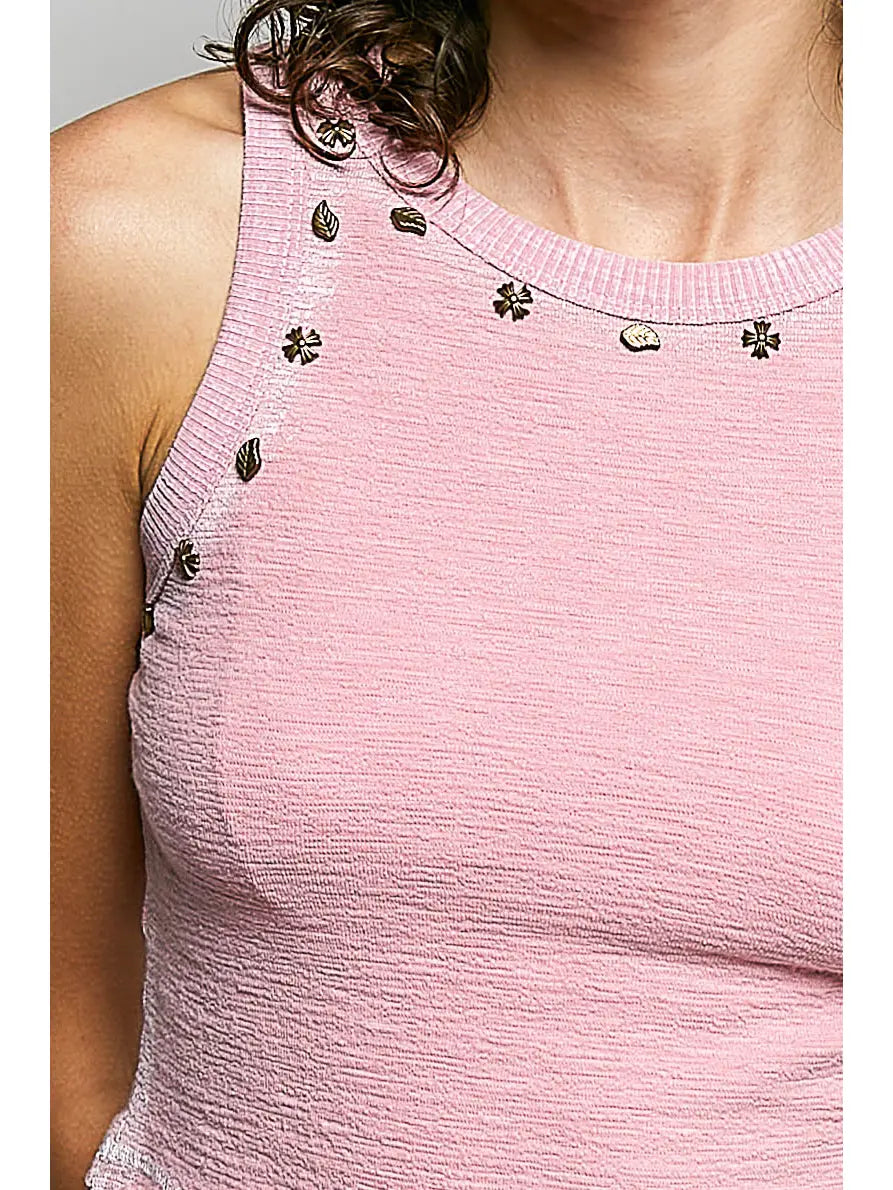 Sylvie Studded Tank Top - Pink