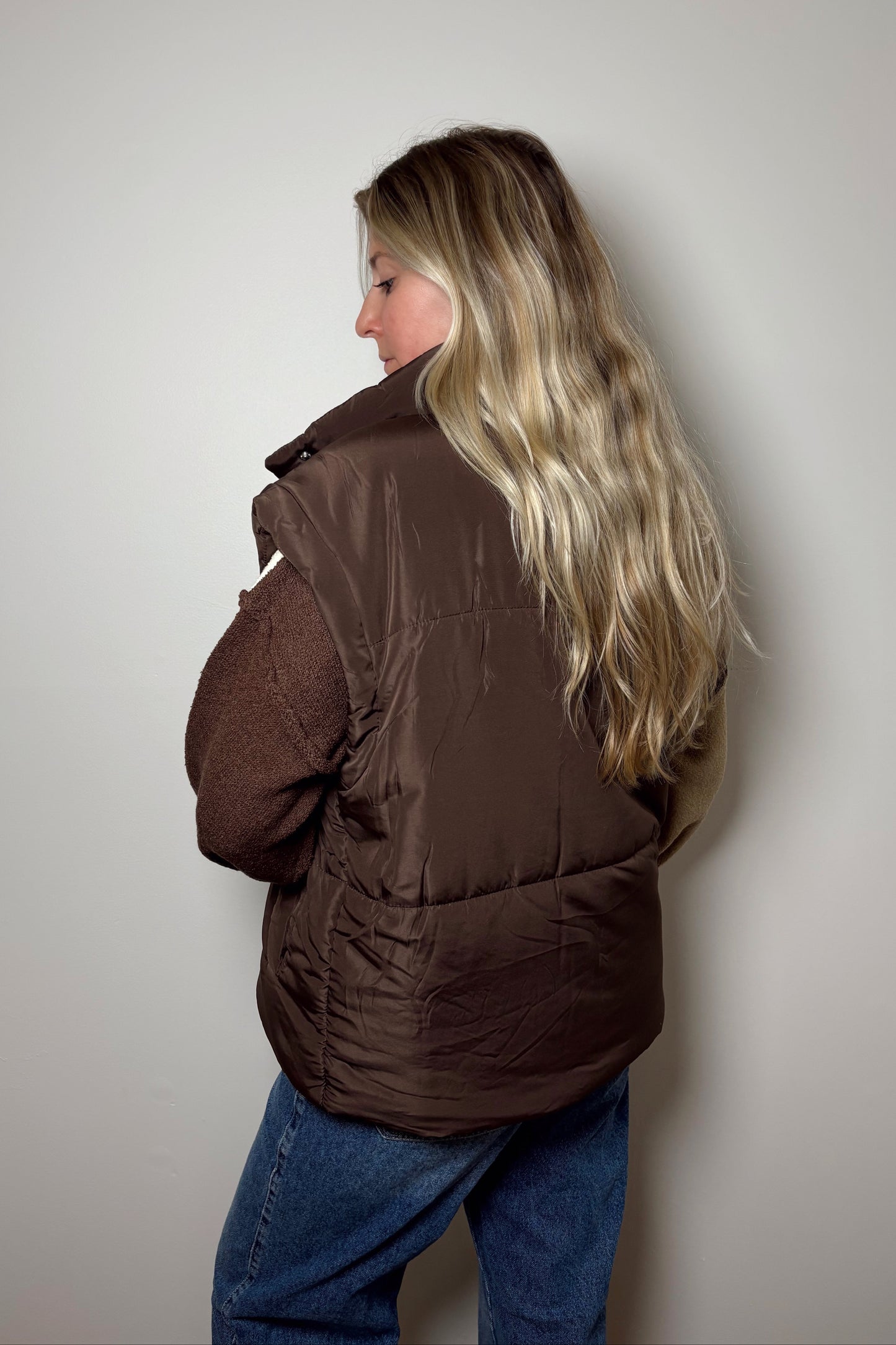 Parker Puffer Vest - Brown