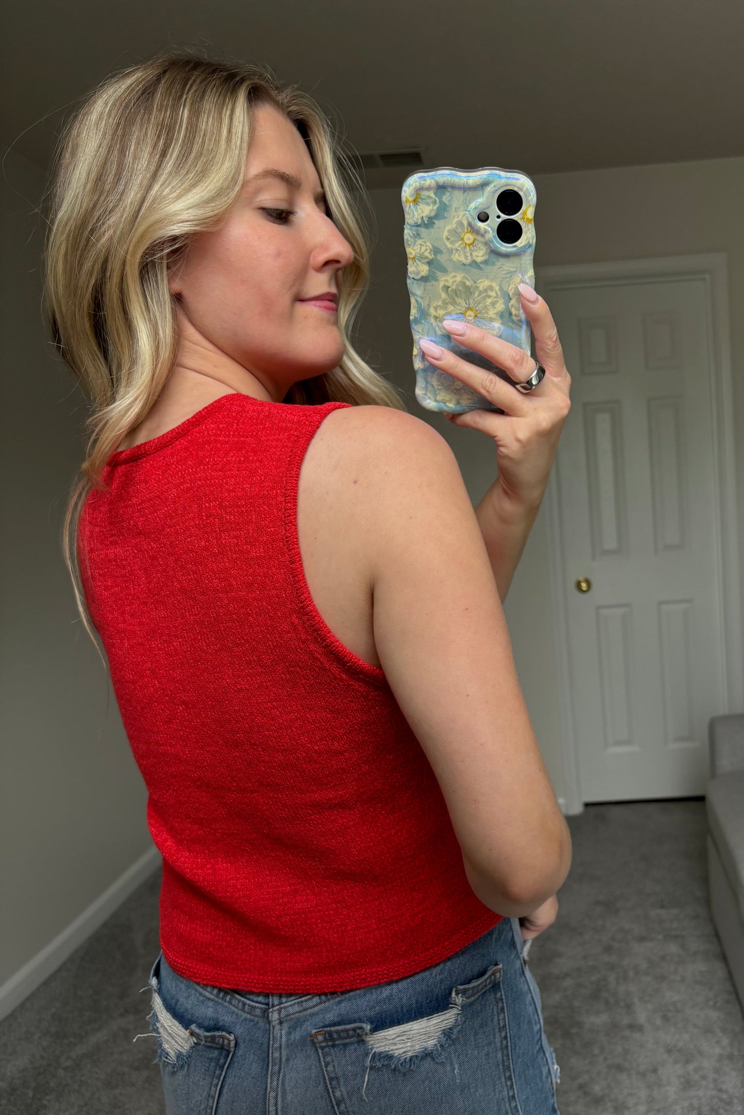 Cherry Front Tie Tank