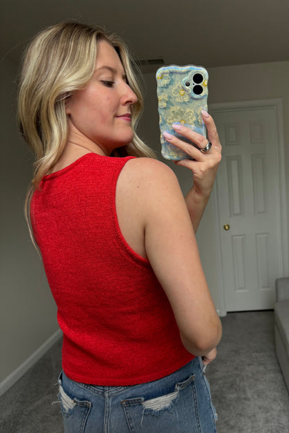 Cherry Front Tie Tank