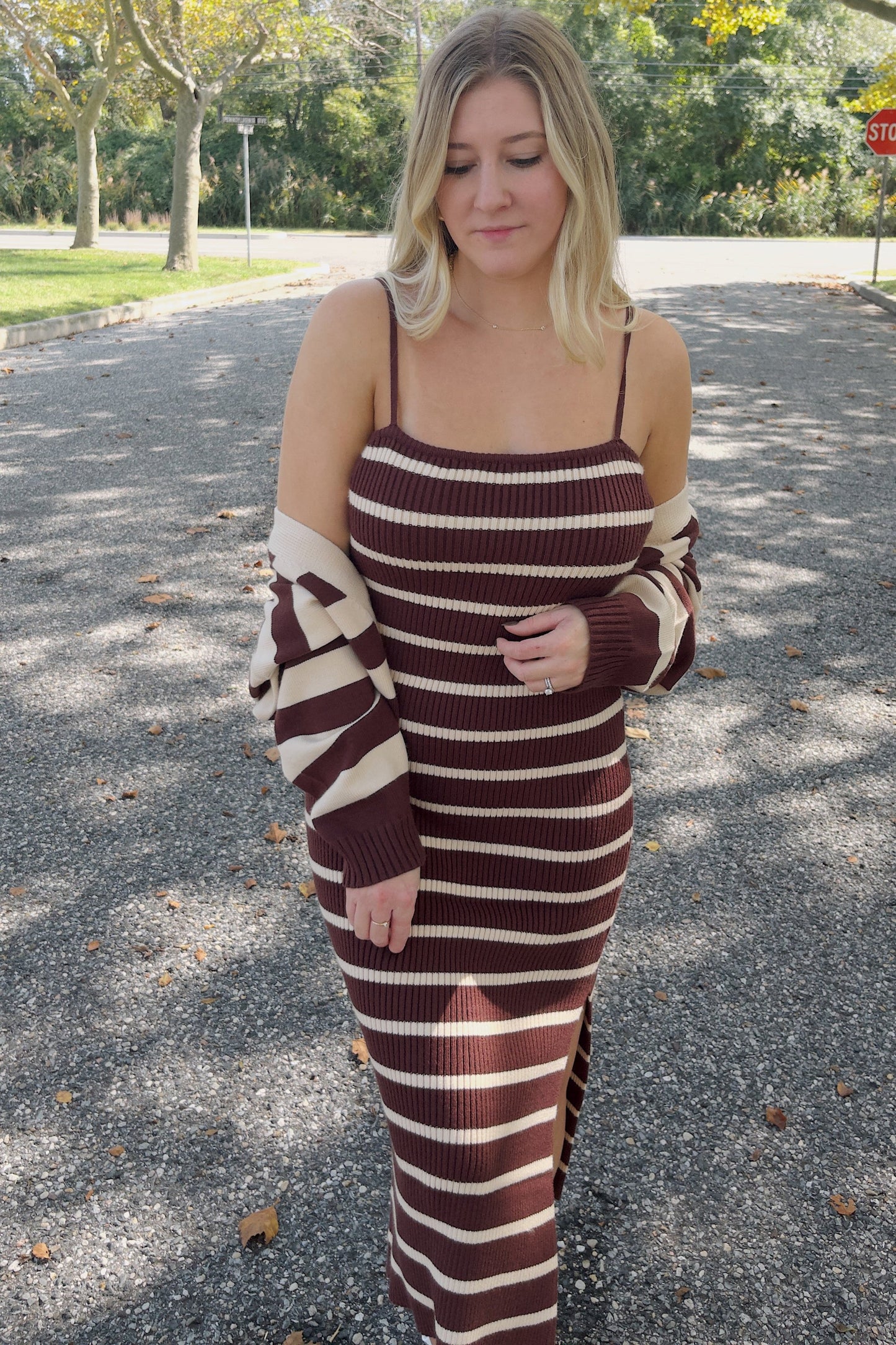 Mocha Sweater Dress and Cardigan Set