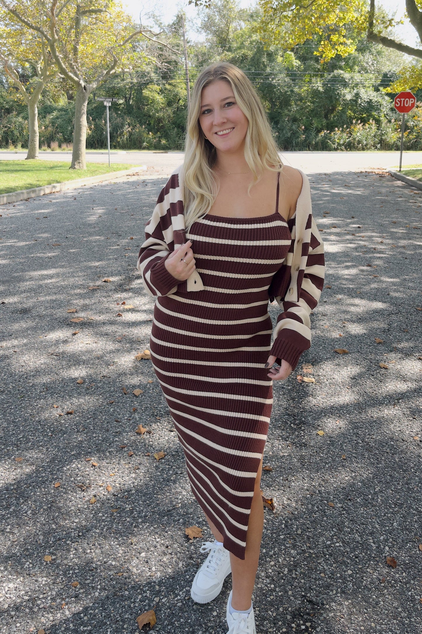 Mocha Sweater Dress and Cardigan Set