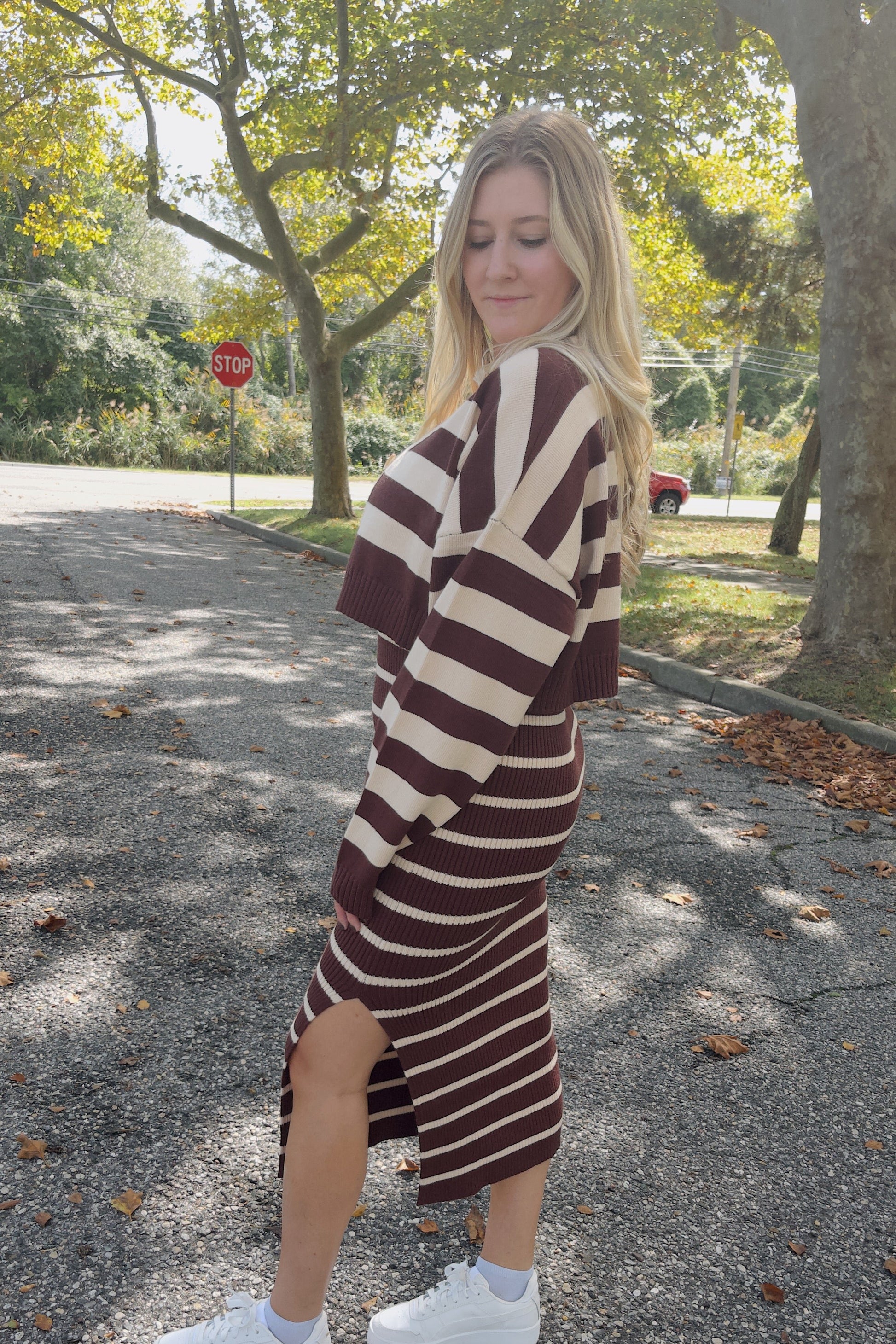 midi sweater dress and cardigan set Cardigan & Midi Dress Set