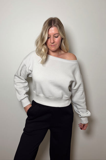 Haven Cropped Boatneck Pullover - Stone