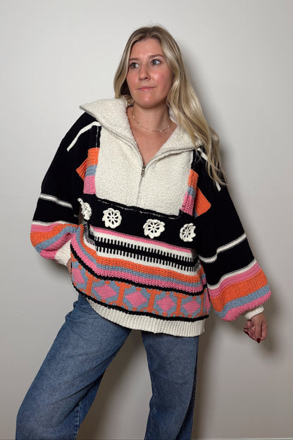 Sunset Bloom Crochet Pullover