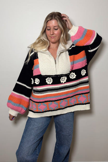 Sunset Bloom Crochet Pullover