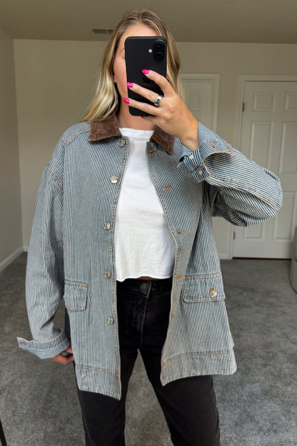 Derby Stripe Denim Barn Jacket