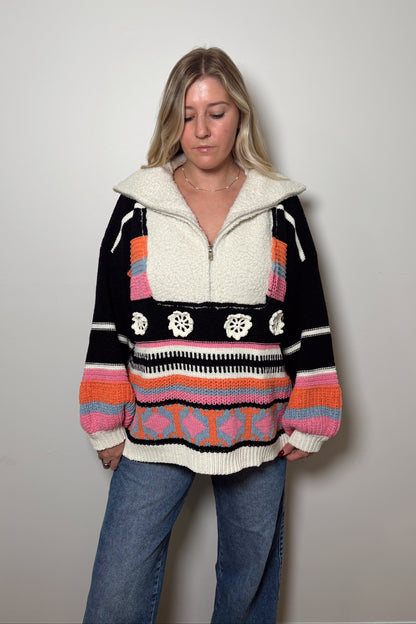 Sunset Bloom Crochet Pullover