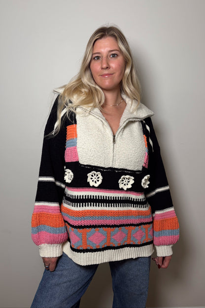 Sunset Bloom Crochet Pullover