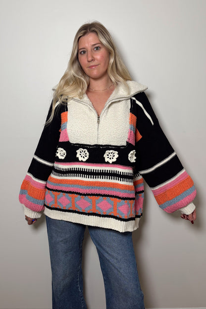 Sunset Bloom Crochet Pullover