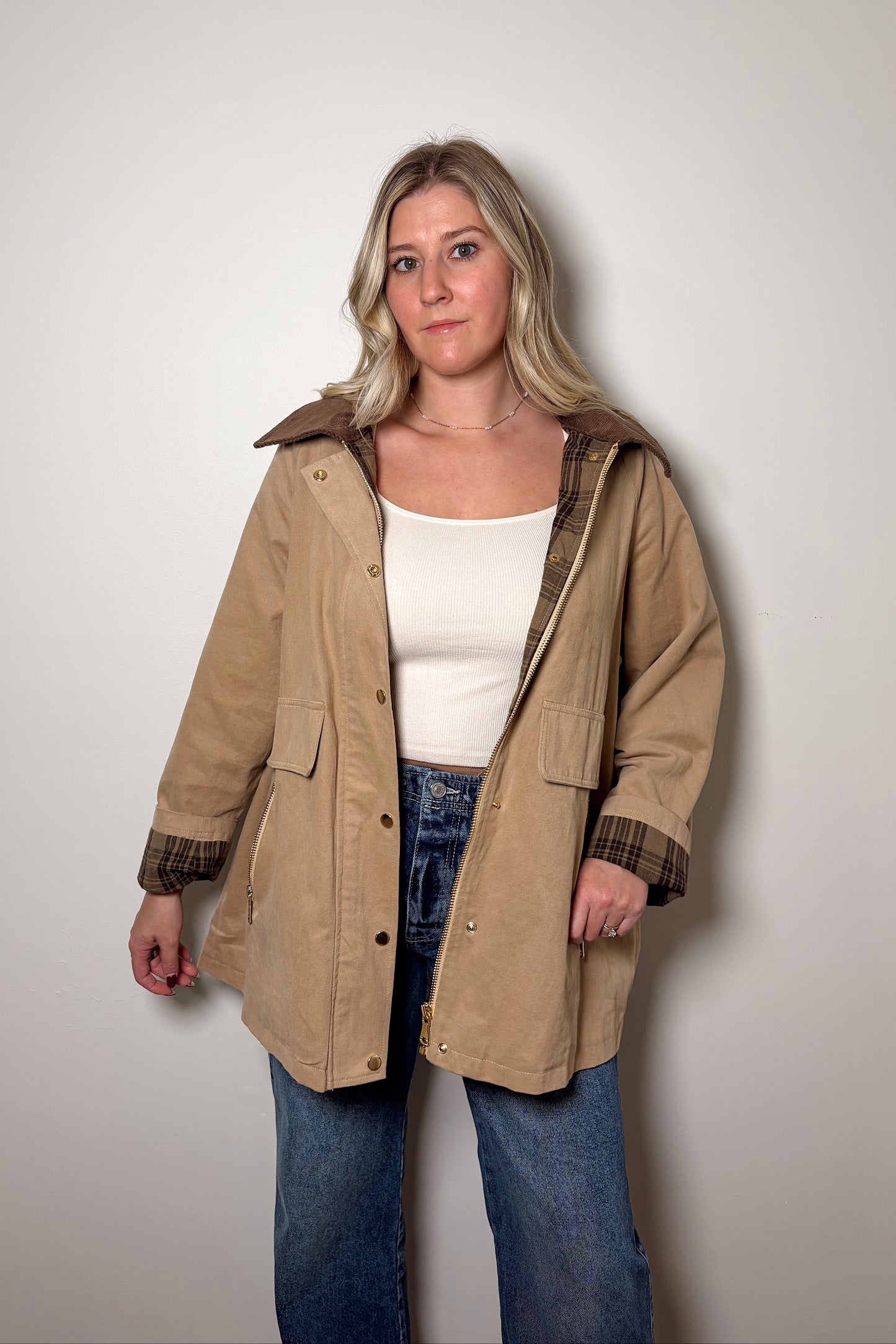 Chestnut Plaid Barn Jacket