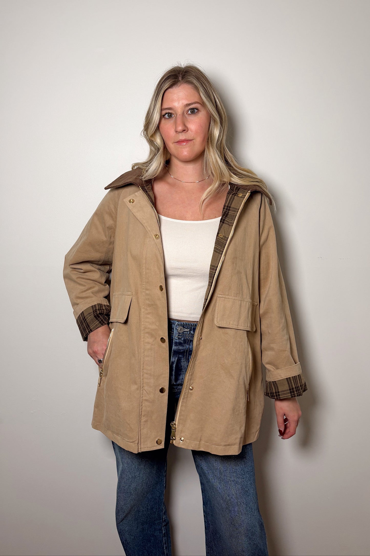 Chestnut Plaid Barn Jacket